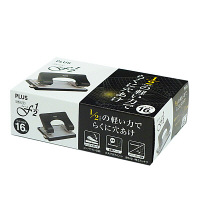 プラス 穴あけパンチ フォース1/2 Sサイズ 16枚あけ ブラック 黒 3個 PU-816A