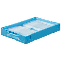 【折りたたみコンテナ】 三甲 「現場のチカラ」 オリコンL41B 40L ライトブルー／透明1セット（5個入×20箱）  オリジナル