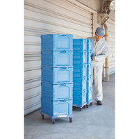 【折りたたみコンテナ】 三甲 「現場のチカラ」 サンクレットオリコン 50L ライトブルー 1セット（5個入×20箱）  オリジナル