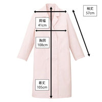 住商モンブラン 女子長袖診察衣ピンク ダブル L 81-386 1枚　白衣　ドクターコート　レディース