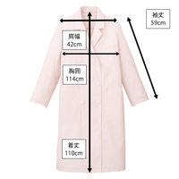 住商モンブラン 女子長袖診察衣ピンク ダブル LL 81-386 1枚　白衣　ドクターコート　レディース