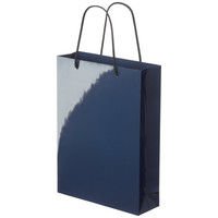 手提げ紙袋　ミラーフィルムタイプ　丸紐　ネイビー　L　1セット（30枚：5枚入×6袋）　アスクル  オリジナル