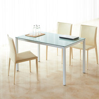 COMO FURNITURE カジュアルガラストップテーブル ホワイト 幅1500×奥行750×高さ700mm 1台（2梱包）