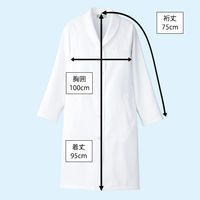 アイトス ショールカラーレディースドクターコート/M 861312 1枚　白衣　ドクターコート