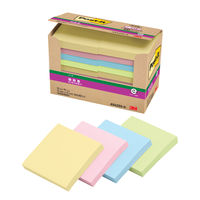 スリーエム(3M) ポストイット ふせん 付箋 強粘着・再生紙 ノート 75mm×75mm パステルカラー4色 1箱（20冊入） 6542SS-K