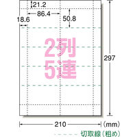 エーワン（A-one）手作りチケット 2列5連 連続タイプ マット紙 プリンタ兼用  A4  10面  20シート 51468×5袋