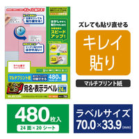 エレコム 宛名・表示ラベル/きれい貼/480枚/24面×20シート EDT-TMEX24 1個（直送品）