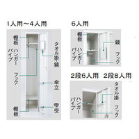 プラス 【設置込】 スチール製更衣ロッカー 2人用 シリンダー錠 ホワイト 幅600×奥行515×高さ1790mm LH-2S W4 1台（直送品）