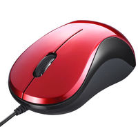 バッファロー 有線マウス(静音)　BSMBU100シリーズ　レッド　3ボタン/ブルーLED式/静音　BSMBU100RD（直送品）