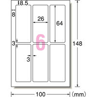 エーワン（A-one）ラベルシール 手書きもプリントもできるラベル プリンタ兼用 封筒 シール はがきサイズ 角型 6面 12シート  26013