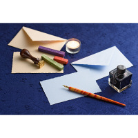 G.LALO（G.ラロ） ヴェルジェ・ド・フランス カード・封筒セット ストレートエッジ ブルー 5セット（各15枚：各3枚×5）（直送品）