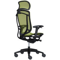 CC85MR FPG5 オカムラ コンテッサ セコンダ 大型ヘッドレスト 座メッシュ ブラックフレーム ブラックボディ グリーン 1脚（直送品）