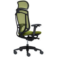 CC87MR FPC5 オカムラコンテッサセコンダ 大型ヘッドレスト 座クッション ブラックフレーム ブラックボディ グリーン 1脚（直送品）