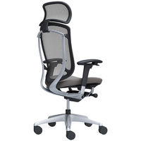 CC87GR FPD2 オカムラコンテッサセコンダ 大型ヘッドレスト 座クッションシルバーフレームブラックボディミディアムグレー 1脚（直送品）