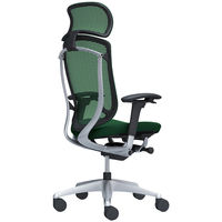 CC87GR FPD5 オカムラコンテッサセコンダ 大型ヘッドレスト 座クッションシルバーフレームブラックボディ ダークグリーン 1脚（直送品）