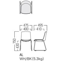 【軒先渡し】オリバー フィットシェルチェア ループ脚 黒シート ビニールレザー張り グリーン 4脚セット（直送品）