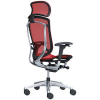 CC85BR FPG9 オカムラ コンテッサ セコンダ 大型ヘッドレスト 座メッシュ ポリッシュフレーム ブラックボディ レッド 1脚（直送品）
