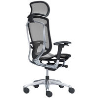 CC85BR FPH2 オカムラコンテッサセコンダ 大型ヘッドレスト 座メッシュポリッシュフレームブラックボディミディアムグレー 1脚（直送品）