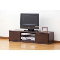 ファミリー・ライフ 鏡面仕上すっきり収納テレビボード 鏡面ブラウン 幅1200×奥行400×高さ310mm 1台（直送品）