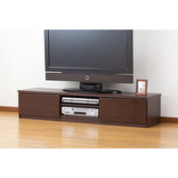 ファミリー・ライフ 鏡面仕上すっきり収納テレビボード 鏡面ブラウン 幅1500×奥行400×高さ310mm 1台（直送品）