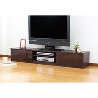 ファミリー・ライフ 鏡面仕上すっきり収納テレビボード 鏡面ブラウン 幅1800×奥行400×高さ310mm 1台（直送品）