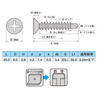 ヤマヒロ 鉄 ジャックポイント(ドリルねじ) 皿 4.0×45 FJ45 1箱(400本入)