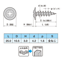 ヤマヒロ モドトラスドライウォールスクリュー 4.2×25 ユニクロ L25 1箱(800本入)（直送品）