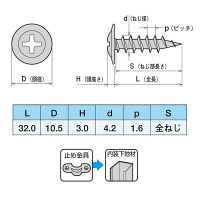 ヤマヒロ モドトラスドライウォールスクリュー 4.2×32 ユニクロ L32 1箱(700本入)（直送品）