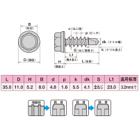 ヤマヒロ ステンレス ジャックポイント ヘックス 5.0×35 SHJB35 1箱(300本入)（直送品）