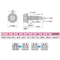 ヤマヒロ ステンレス ジャックポイント ヘックス 6.0×70 SHJC70 1箱(80本入)（直送品）