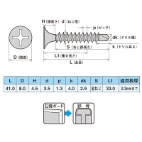ヤマヒロ 鉄 ジャックポイント(ドリルねじ) ラッパ 3.5×41 SJ41 1箱(500本入)（直送品）