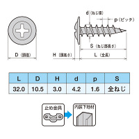 ヤマヒロ ステンレス モドトラスドライウォールスクリュー 4.2×32 SL32 1箱(700本入)（直送品）