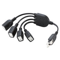 延長コード 電源タップ コンセント×4 20cm 4個口 ACアダプタを4個つなげるケーブル 黒 T-ADR4BK エレコム 1個（直送品）