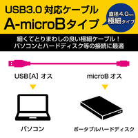 エレコム 極細USB3.0ケーブル Standard-Aオス-Standard-MicroBオス ブラック 2.0m USB3-AMBX20BK 1個