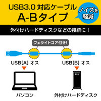 エレコム USB3.0ケーブル/A-Bタイプ/フェライトコア/1m/ブラック USB3-BF10BK 1個