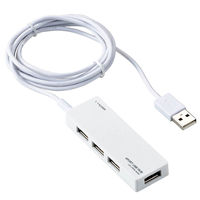 USBハブ USB-A×4ポート USB2.0 ACアダプタ付 ケーブル長1.5m ホワイト U2H-AN4SWH エレコム 1個