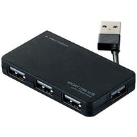 USBハブ USB-A×4ポート ケーブル収納 USB2.0 バスパワー ブラック U2H-YKN4BBK エレコム 1個