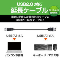 エレコム エコUSB2.0延長ケーブル(AM-AFタイプ) U2C-JE50BK 1個（直送品）