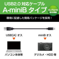エレコム エコUSB2.0ケーブル(mini-Bタイプ) U2C-JM10BK 1個