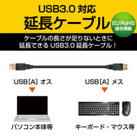 エレコム USB3.0延長ケーブル(A-A)1.0m/ブラック USB3-E10BK 1個