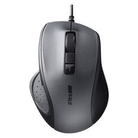 バッファロー 有線マウス(静音)　BSMBU300シリーズ　ブラック　5ボタン/ブルーLED式/静音　BSMBU300BK（直送品）