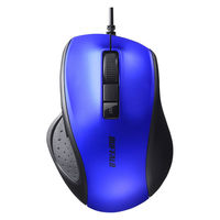 バッファロー 有線ＢｌｕｅＬＥＤ光学式マウス　静音／５ボタン／ＤＰＩ切り替えボタン　ブルー BSMBU300BL 1台