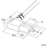 サンワサプライ 電源コード ブラック 2P式 L型コネクタ 0.2m KB-DM2L-02 1個（直送品）