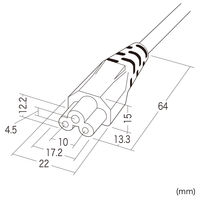 サンワサプライ 電源コード ブラック 3P式 ストレートコネクタ 0.2m KB-DM3S-02 1個