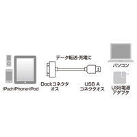 サンワサプライ iPod・iPhone・iPad用USBケーブル KB-IPUSB15W 1本（直送品）