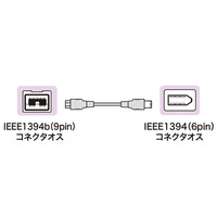 サンワサプライ IEEE1394bケーブル KE-B962WK 1本（直送品）