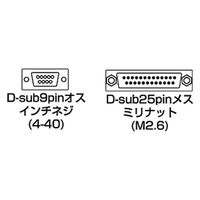 サンワサプライ RS-232C変換ケーブル0.2m KRS-9M25F02K 1本