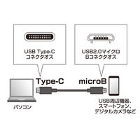 USB Type-Cケーブル　USB-C（オス）MicroB（オス）　1m　USB2.0　KU-CMCBP310　サンワサプライ　1本