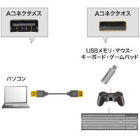 サンワサプライ 極細USB延長ケーブル Aオス-Aメス（延長タイプ） ブラック 0.5m USB2.0 KU-SLEN05BK 1本（直送品）