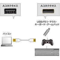 サンワサプライ 極細USB延長ケーブル Aオス-Aメス（延長タイプ） ホワイト 0.5m USB2.0 KU-SLEN05W 1本（直送品）